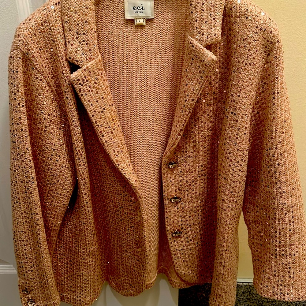 ECI NY bran rose gold glitter blazer